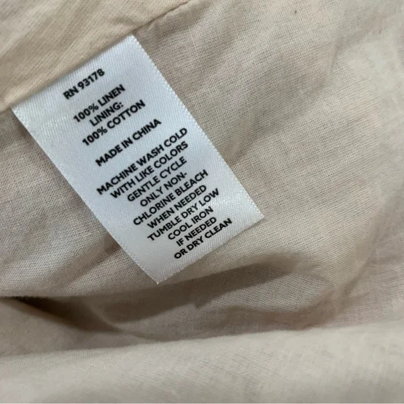 Magaschoni size Large 100% Linen Dress Puffy Sleeves Pockets Lined Rust Tan - Picture 5 of 8